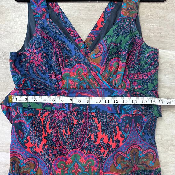 J.Crew Tiered Sleeveless Maxi Dress in Green Multi Ratti Scarf Paisley Size 10 - Picture 10 of 11